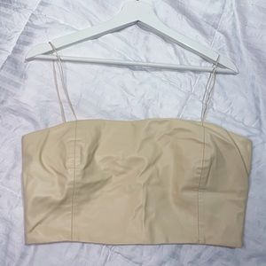 Classy beige leather cami top